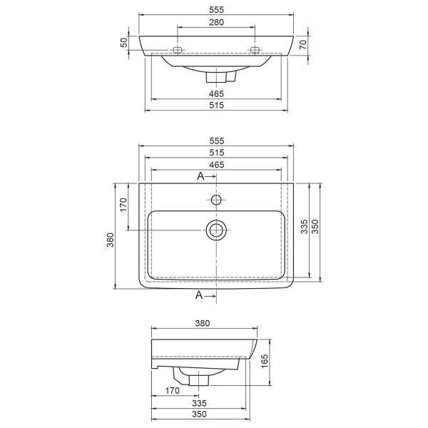 Turkuaz Seramik Cerastyle Porto 55x38 cm Etajerli Lavabo - Görsel 5