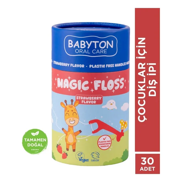 Babyton Magic Floss Çilek Aromalı 30'lu Çocuk Diş İpi - Görsel 5