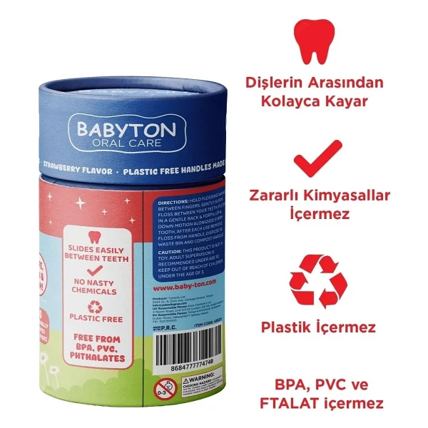 Babyton Magic Floss Çilek Aromalı 30'lu Çocuk Diş İpi - Görsel 6