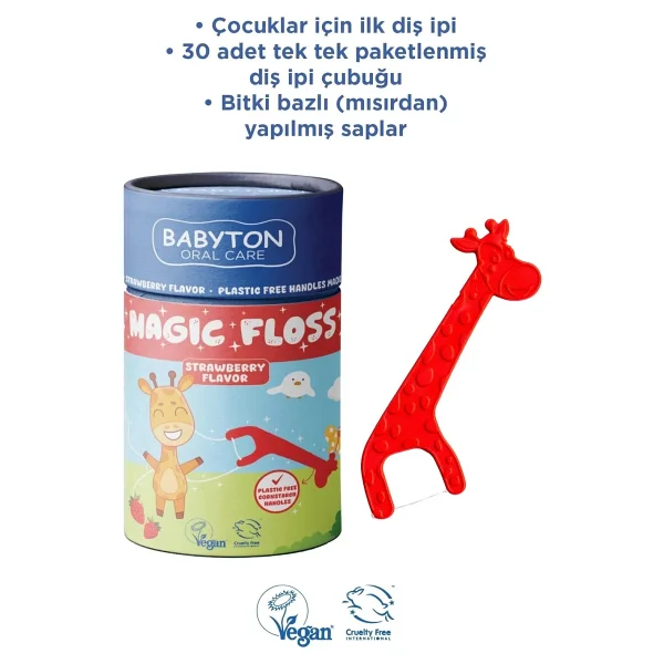 Babyton Magic Floss Çilek Aromalı 30'lu Çocuk Diş İpi - Görsel 7