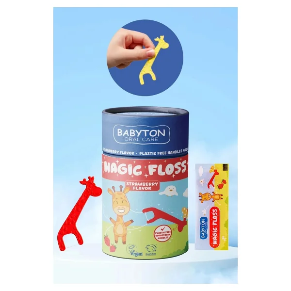 Babyton Magic Floss Çilek Aromalı 30'lu Çocuk Diş İpi - Görsel 8
