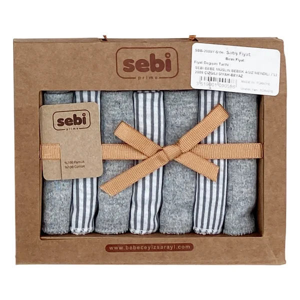 Sebi Bebe Müslin Bebek Ağız Mendili 7'li 2009 - Ekru - Mavi - Yenidoğan - Görsel 10