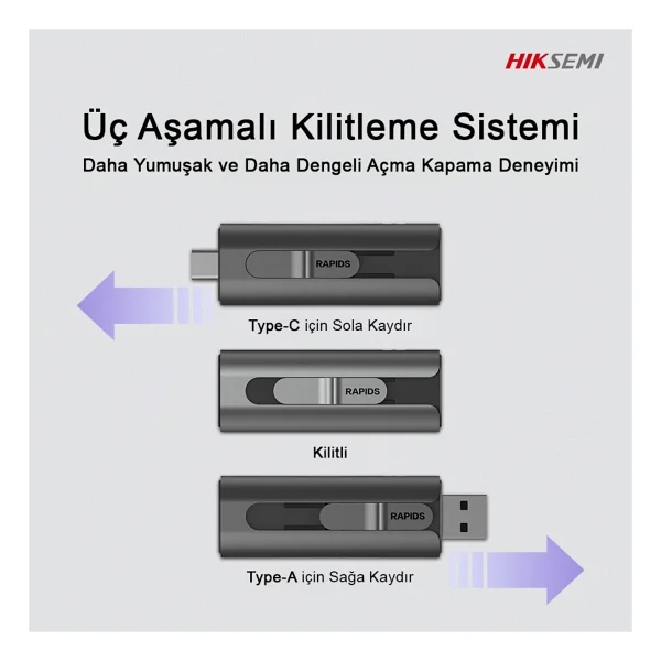 Hiksemi Rapids Pro Dual HS-USB-RAPIDS-PRO USB 3.2 1 TB Taşınabilir SSD - Görsel 7