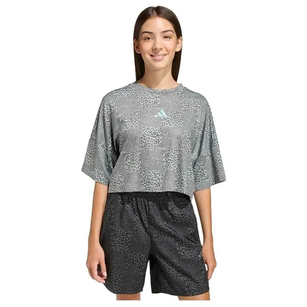 Adidas Future Icons All Over Printed KB6926 Gri Kısa Kollu Bisiklet Yaka Çocuk Tişört - Görsel 2