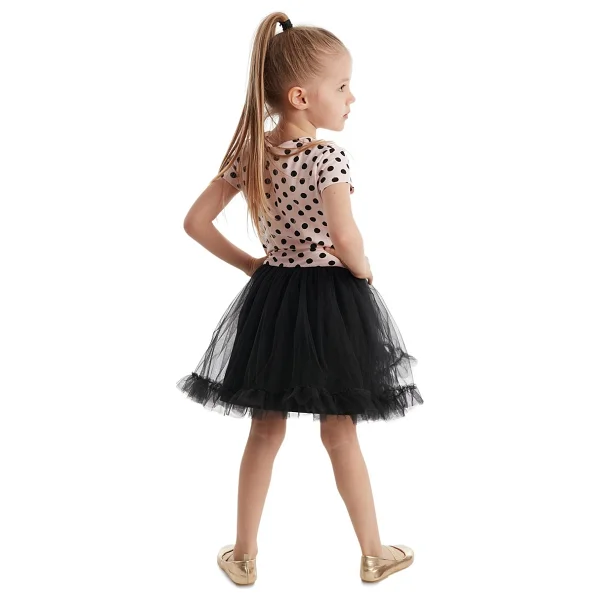 Denokids Kiz Cocuk Siyah Elbise Tüllü Tütü Elbise Abiye Puantiye Elbise - 7 Yaş - Pembe - Siyah - Görsel 2