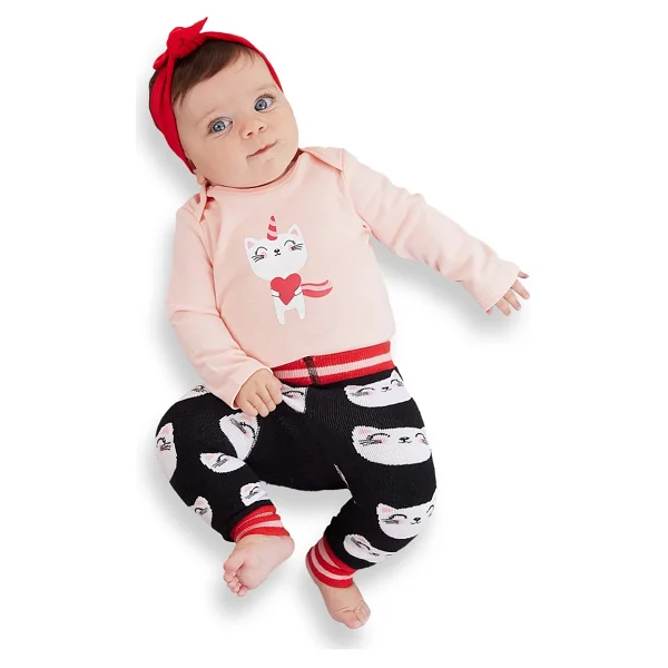 Kedi Kız Bebek Body Tayt-Pantolon Takım - Görsel 2