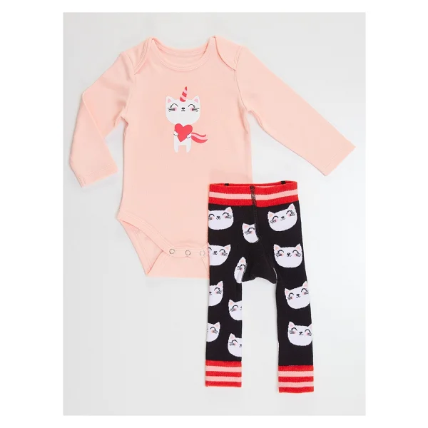 Kedi Kız Bebek Body Tayt-Pantolon Takım - Görsel 4