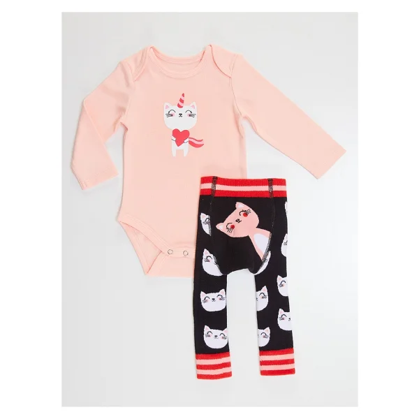 Kedi Kız Bebek Body Tayt-Pantolon Takım - Görsel 5