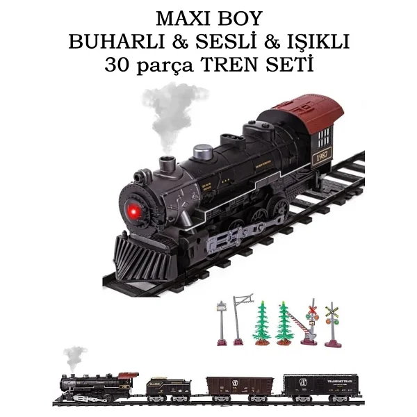 Vardem Oyuncak Vardem 30 Parça Buharlı Tren Seti Sesli Işıklı Eğlenceli Oyun Deneyimi - Görsel 7