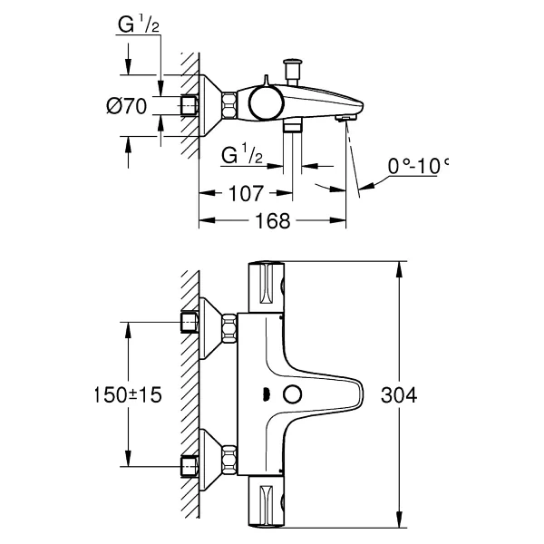 Grohe Grohtherm 800 34576000 Termostatik Banyo Bataryası - Görsel 3