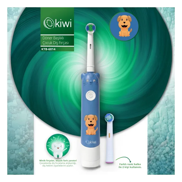 Kiwi KTB-6014 Mavi Şarjlı Çocuk Diş Fırçası - Görsel 2
