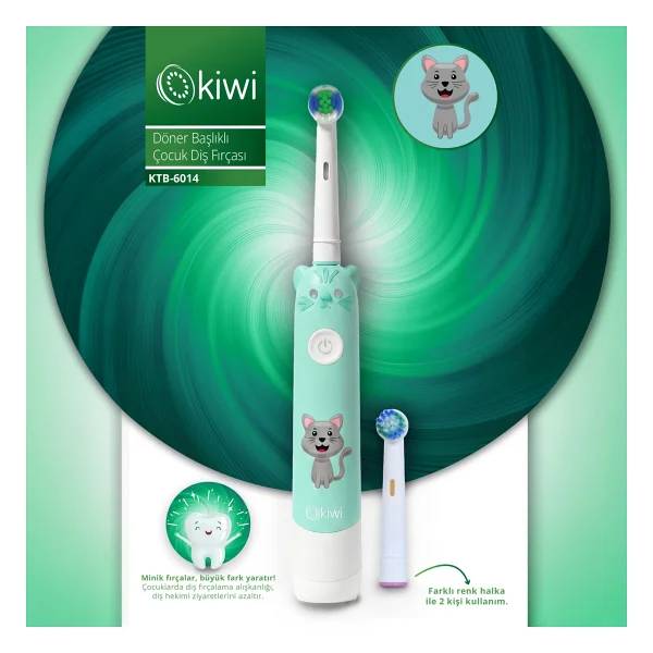 Kiwi KTB-6014 Mavi Şarjlı Çocuk Diş Fırçası - Görsel 6
