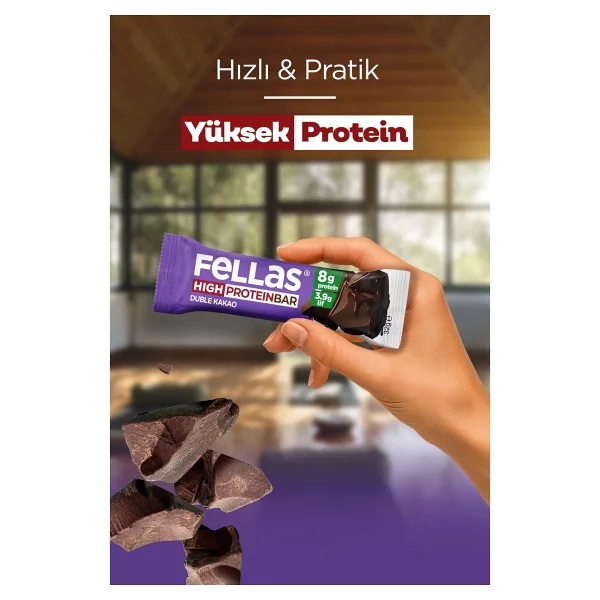 Fellas Duble Kakaolu Protein Bar 32 g x 12 Adet - 32 gr - Görsel 4