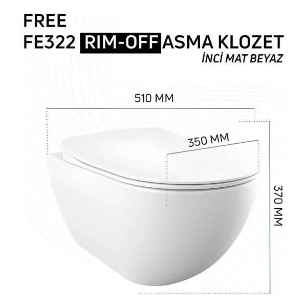 Creavit Free Rim-Off FE322-00MB00E Mat Beyaz Asma Klozet - Görsel 8