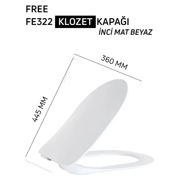 Creavit Free Rim-Off FE322-00MB00E Mat Beyaz Asma Klozet - Görsel 4