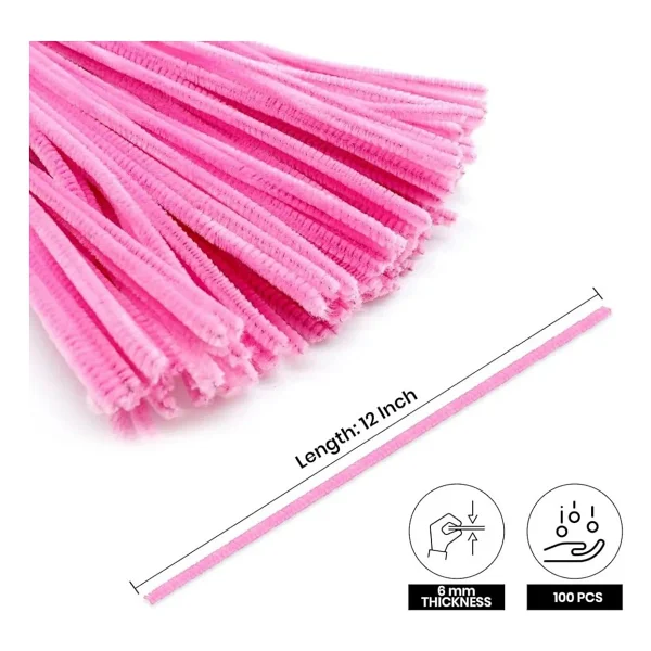25'li Pembe Renkli Şönil, Eğitici Şönil Seti, Tüylü Tel, 30 Cm, Peluş Tel - Görsel 9