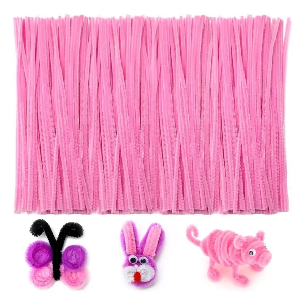 25'li Pembe Renkli Şönil, Eğitici Şönil Seti, Tüylü Tel, 30 Cm, Peluş Tel - Görsel 10