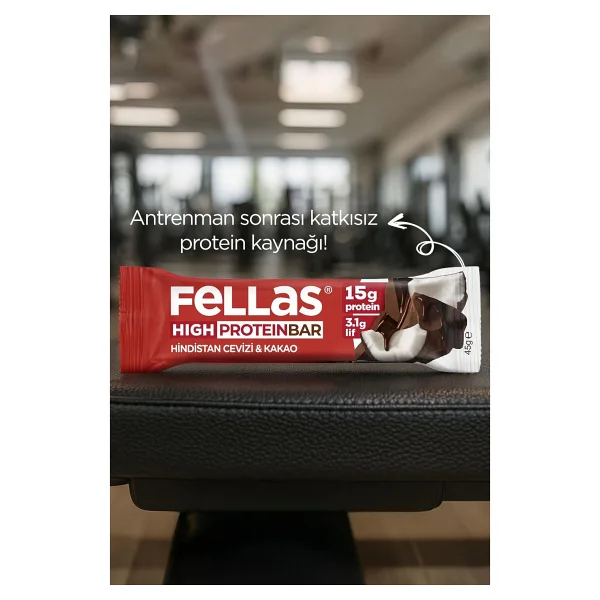 Fellas Yüksek Protein Bar - Hindistan Cevizli Ve Kakaolu (45 G) X 12 Adet - Görsel 5