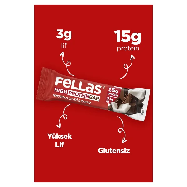 Fellas Yüksek Protein Bar (45 G) Süper İkili Kutu - 24 Adet (Yer Fıstıklı X 12 + Hindistan Cevizli X 12) - Görsel 4