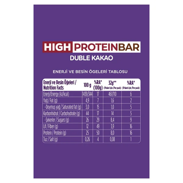 Fellas Duble Kakaolu Protein Bar 32 g x 12 Adet - 32 gr - Görsel 5