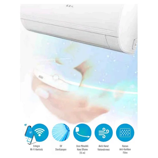 E.C.A. Niobe Blue ESA1415A100 R32 A++ 15000 BTU WiFi + UV Inverter Duvar Tipi Klima Montaj Dahil - Görsel 8