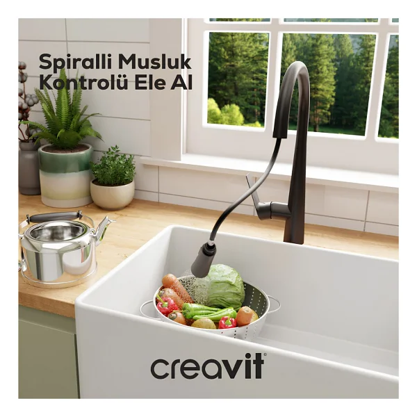 Creavit Spiralli Siyah Mutfak Eviye Bataryası MF8858S - Görsel 5