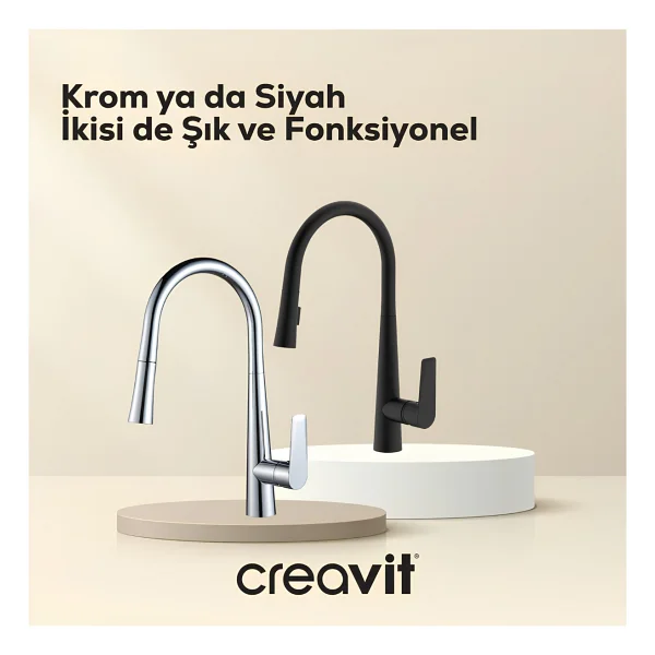 Creavit Spiralli Siyah Mutfak Eviye Bataryası MF8858S - Görsel 8
