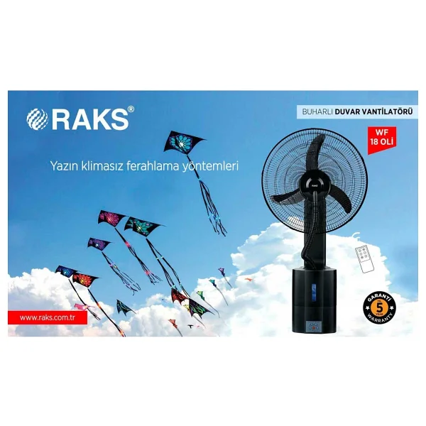 Raks WF 18 OLİ Uzaktan Kumandalı Soğuk Buharlı Duvar Vantilatörü - Görsel 2
