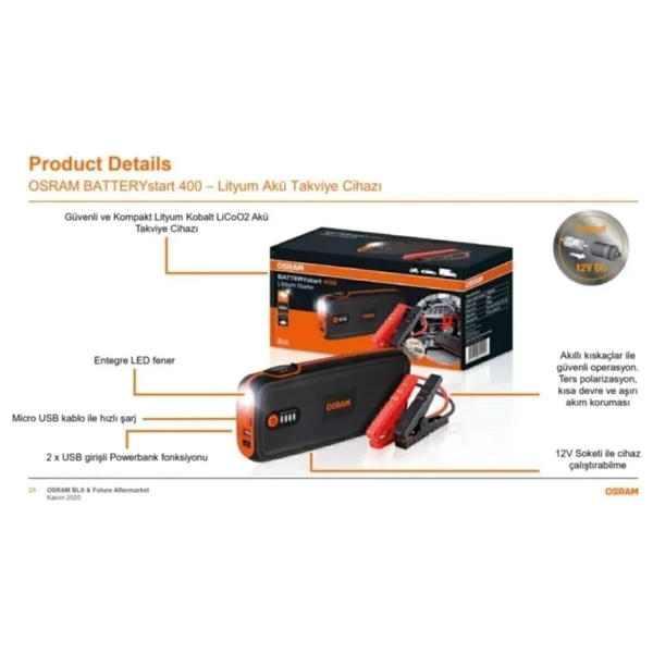 Osram OBSL400 Batterystart 400 16800 mAh Akü Takviye Cihazı - Görsel 5
