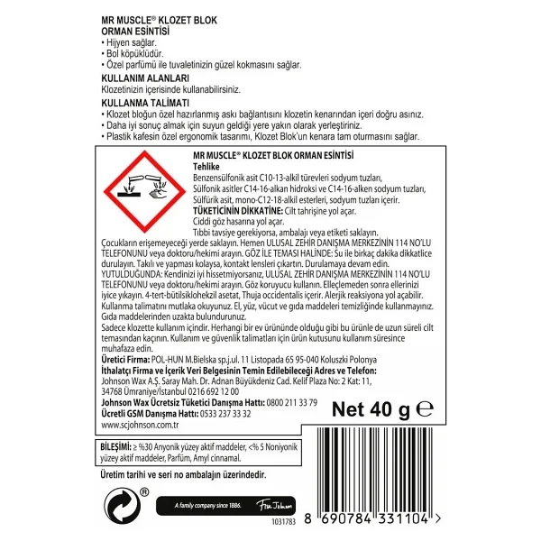 Mr. Muscle Orman Esintisi 40 gr Klozet Blok Koku Giderici - Görsel 4