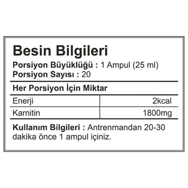 Multipower L-Carnitine Likit 1800 mg 20 Shot - Görsel 4