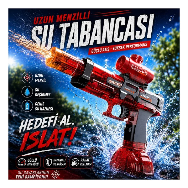 Robeve Şarjlı Otomatik Su Tabancası Oyuncak Şarjlı Geniş Su Hazneli Gerçekçi Geri Tepme Efektli Su Silahı - Yaz Eğlencesi, Havuz Oyuncağı Bahçe Oyuncağı Için Eğlenceli Şarjlı Su Tabancası Oyuncak - Ma - Görsel 7