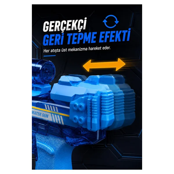 Robeve Şarjlı Otomatik Su Tabancası Oyuncak Şarjlı Geniş Su Hazneli Gerçekçi Geri Tepme Efektli Su Silahı - Yaz Eğlencesi, Havuz Oyuncağı Bahçe Oyuncağı Için Eğlenceli Şarjlı Su Tabancası Oyuncak - Si - Görsel 4