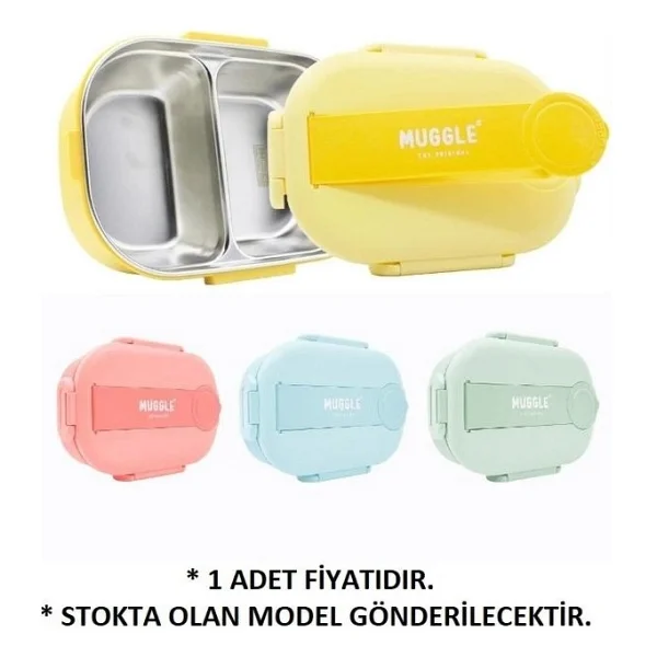 Muggle Ms-20 304 Paslanmaz Çelik Tek Katlı 2 Bölmeli 900 ml Beslenme Yemek Kabı/kutusu - Görsel 3