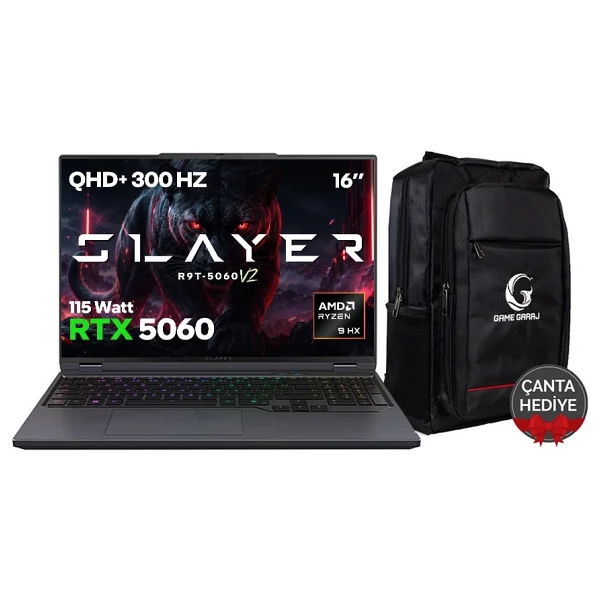 Game Garaj Slayer R9T-5060 V2 C7 Ryzen 9 8945HX 16 GB 1 TB SSD RTX5060 16" WQXGA Gaming Laptop - Görsel 9