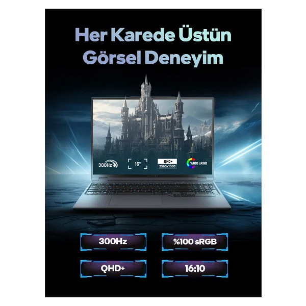 Game Garaj Slayer R9T-5060 V2 C7 Ryzen 9 8945HX 16 GB 1 TB SSD RTX5060 16" WQXGA Gaming Laptop - Görsel 4