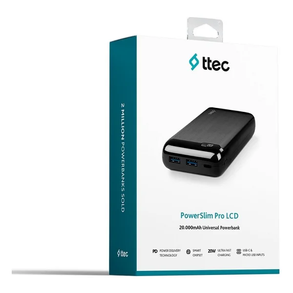 Ttec PowerSlim Pro LCD 2BB186S 20000 mAh Hızlı Şarj Powerbank - Görsel 8