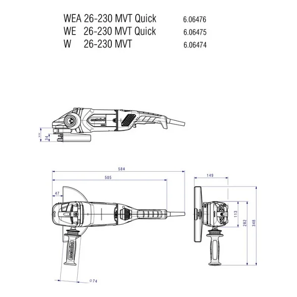 Metabo W 26-230 MVT 2600 W Büyük Taşlama - Görsel 4