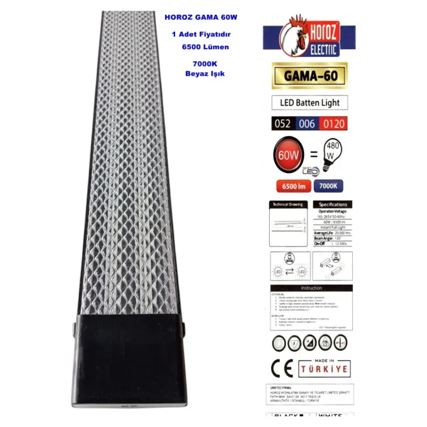Horoz 052-006-0120 Gama 60 60 W LED Bant Armatür - Görsel 5