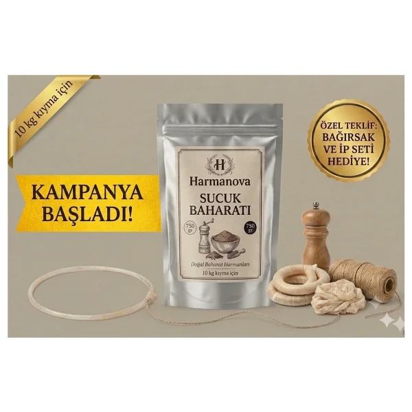 Harmanova Sucuk Baharatı Harmanova 500 gr 7 kg Kıyma Için Özel Karışım Bağırsak ve Ip Hediyeli - Görsel 4