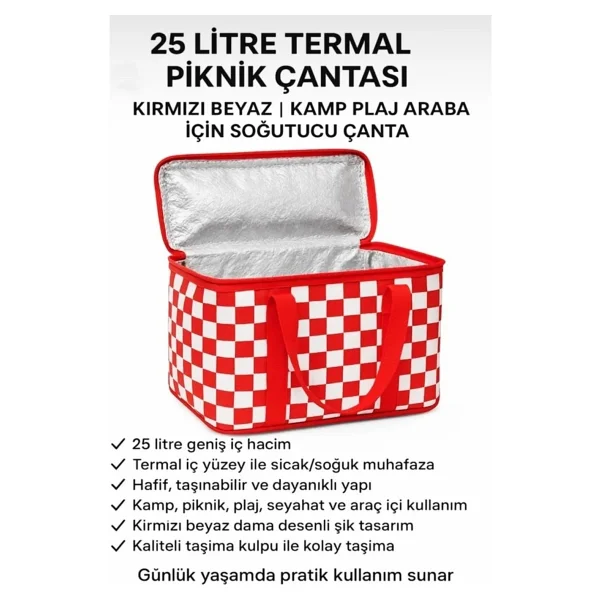 Luxurianthome Termal Piknik Çantası Soğutucu Çanta 25 Litre - Görsel 2