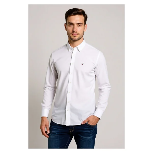 Gant Oxford Slim Fit Gömlek - 2XL - 001-Beyaz - Görsel 4