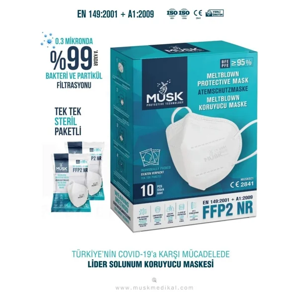 Musk FFP2/N95 Maske Beyaz Renk 100 Adet - Görsel 5
