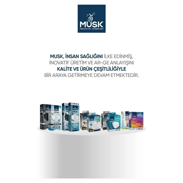 Musk FFP2/N95 Maske Beyaz Renk 100 Adet - Görsel 10