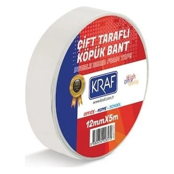 Kraf Çift Taraflı Köpük Bant 12 mm x 5 mt 5012G - Görsel 2