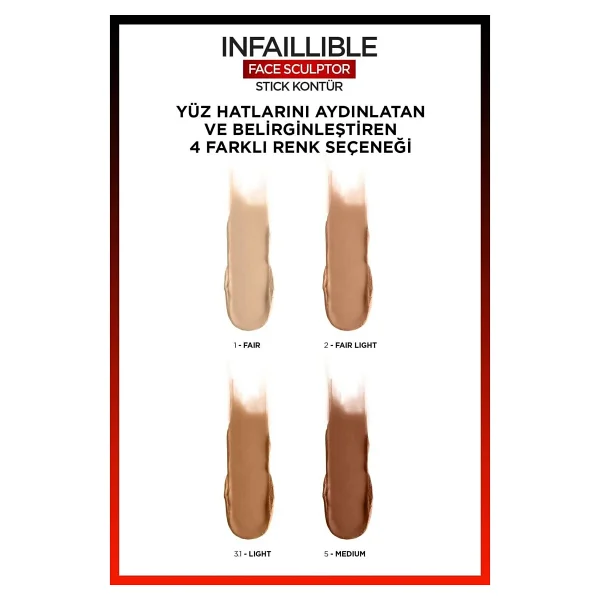 L'Oreal Paris Infaillible Face Sculptor 1 Fair Stick Kontür - Görsel 7