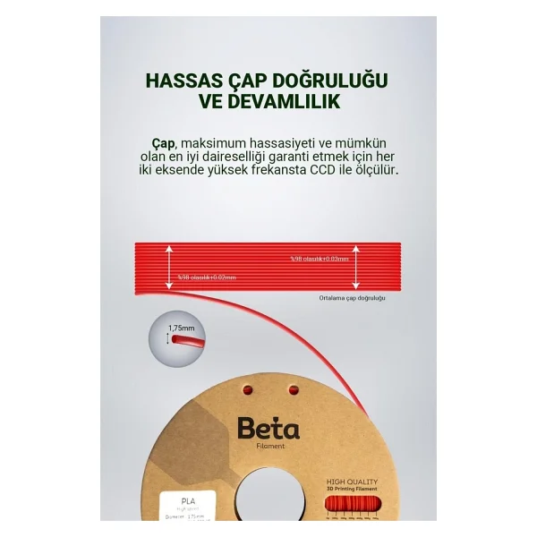 Beta PLA Plus 1.75 mm 1 kg Kiss Red Filament - Görsel 7