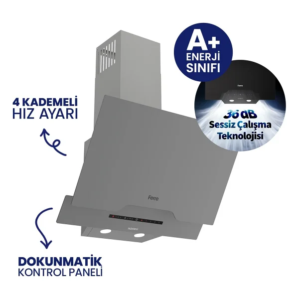 Ferre Gri 2'li Döküm Izgara Silentart Ankastre Set Sc408-wfa+d065-sa 65 Cm Ocak - Görsel 3