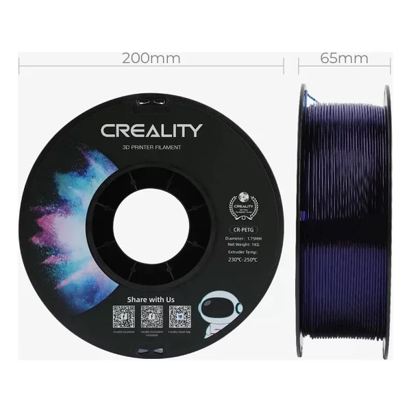 Creality CR-PETG 1.75 mm 1 kg Şeffaf Mavi Filament - Görsel 2