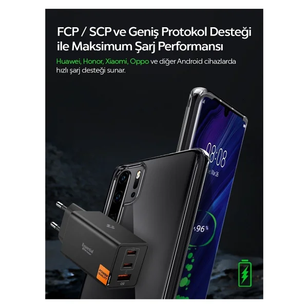 Spigen ACH09458 67 W Siyah Hızlı Şarj Adaptörü - Görsel 5